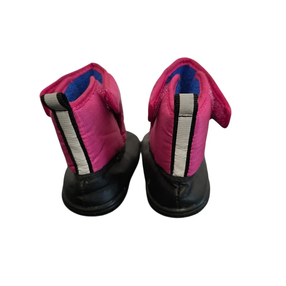 Polo Ralph Lauren Birta Pink Black Infant Snow Boots Size 3 USA Pony Logo Fleece